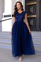 Load image into Gallery viewer, Sequin V-Neck Mesh Maxi Dress