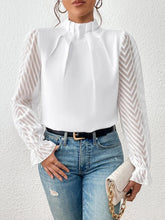 Load image into Gallery viewer, Mock Neck Flounce Sleeve Blouse