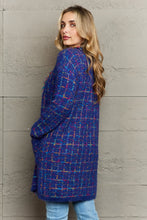 Load image into Gallery viewer, Plaid Fringe Trim Open Front Longline Cardigan