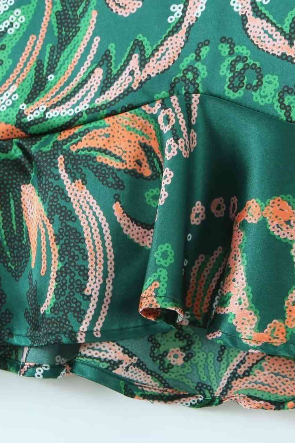 *SALE* Printed Cowl Neck Ruffle Hem Dress
