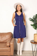 Load image into Gallery viewer, Double Take Button Front Empire Waist Sleeveless Slit Magic Dress