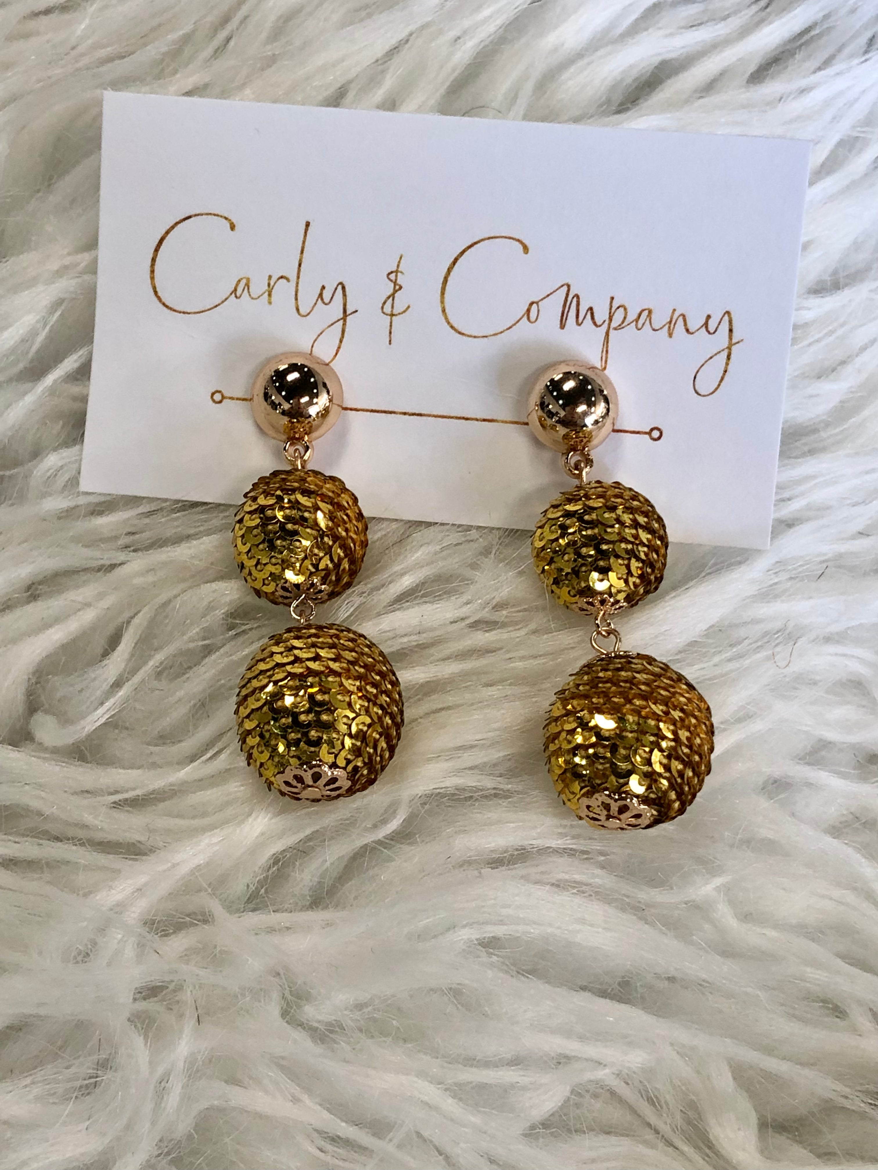 Double Sequin Ball Link Dangle Earrings