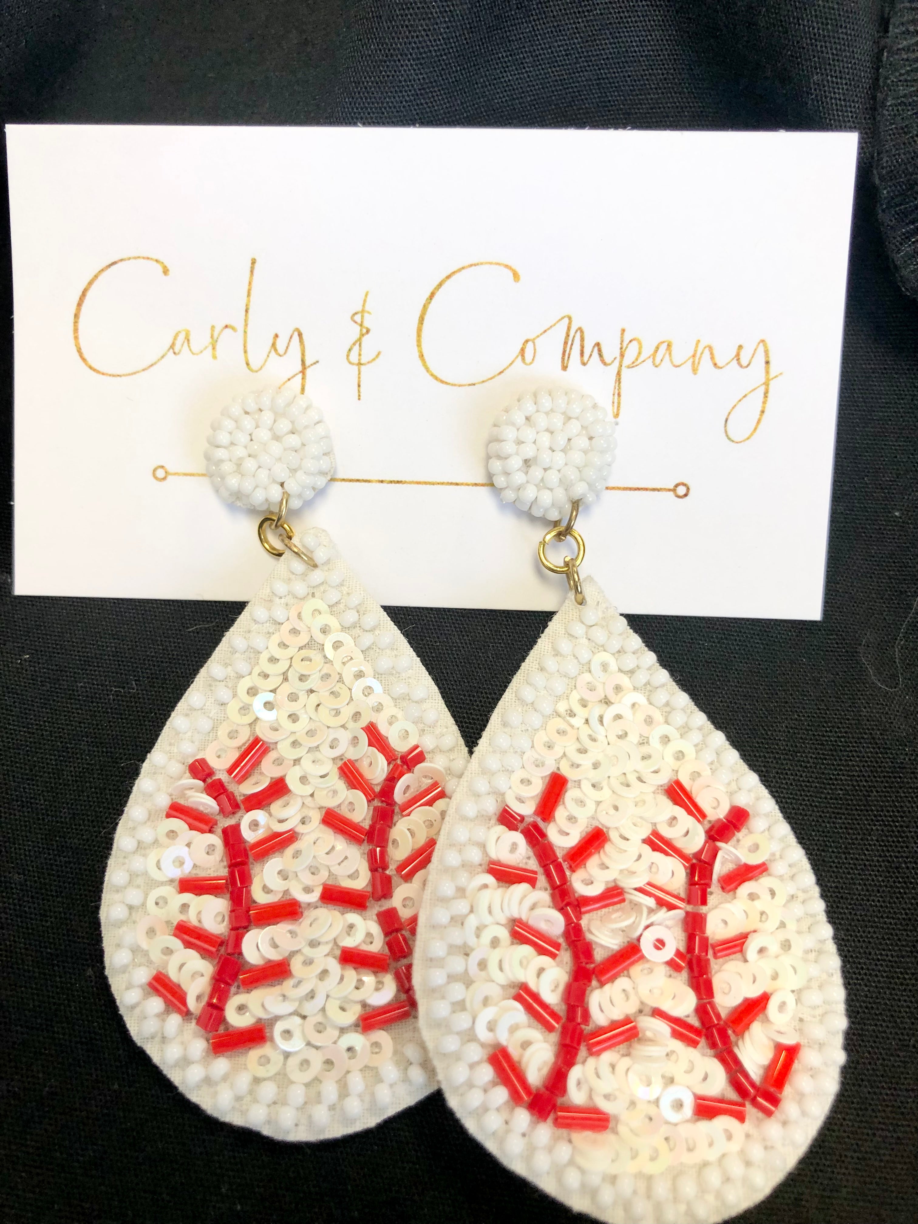 Sequin Baseball Teardrop Earring