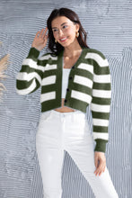 Load image into Gallery viewer, Striped Button Up Cropped Cardigan