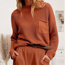 Load image into Gallery viewer, Ribbed Dropped Shoulder Sweater with Pocket