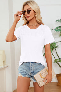 Ruched Round Neck Short Sleeve T-Shirt