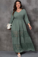 Load image into Gallery viewer, Plus Size Tied V-Neck Smocked Crochet Maxi Dress