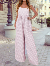Load image into Gallery viewer, Checkered Pocketed High Waist Wide Leg Overall: Beau Blue / L