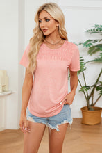 Load image into Gallery viewer, Ruched Round Neck Short Sleeve T-Shirt