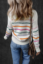 Load image into Gallery viewer, Striped Round Neck Dropped Shoulder Sweater