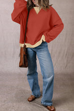 Load image into Gallery viewer, Contrast Round Neck Long Sleeve Sweatshirt