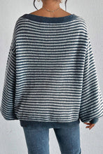 Load image into Gallery viewer, Striped Boat Neck Long Sleeve Sweater