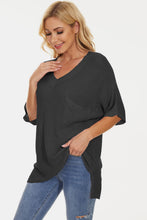 Load image into Gallery viewer, Pocketed V-Neck Half Sleeve Knit Top