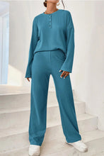 Load image into Gallery viewer, Ribbed Half Button Top and Pants Set