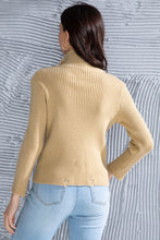 Load image into Gallery viewer, Ribbed Long Sleeve Slit Distressed Sweater