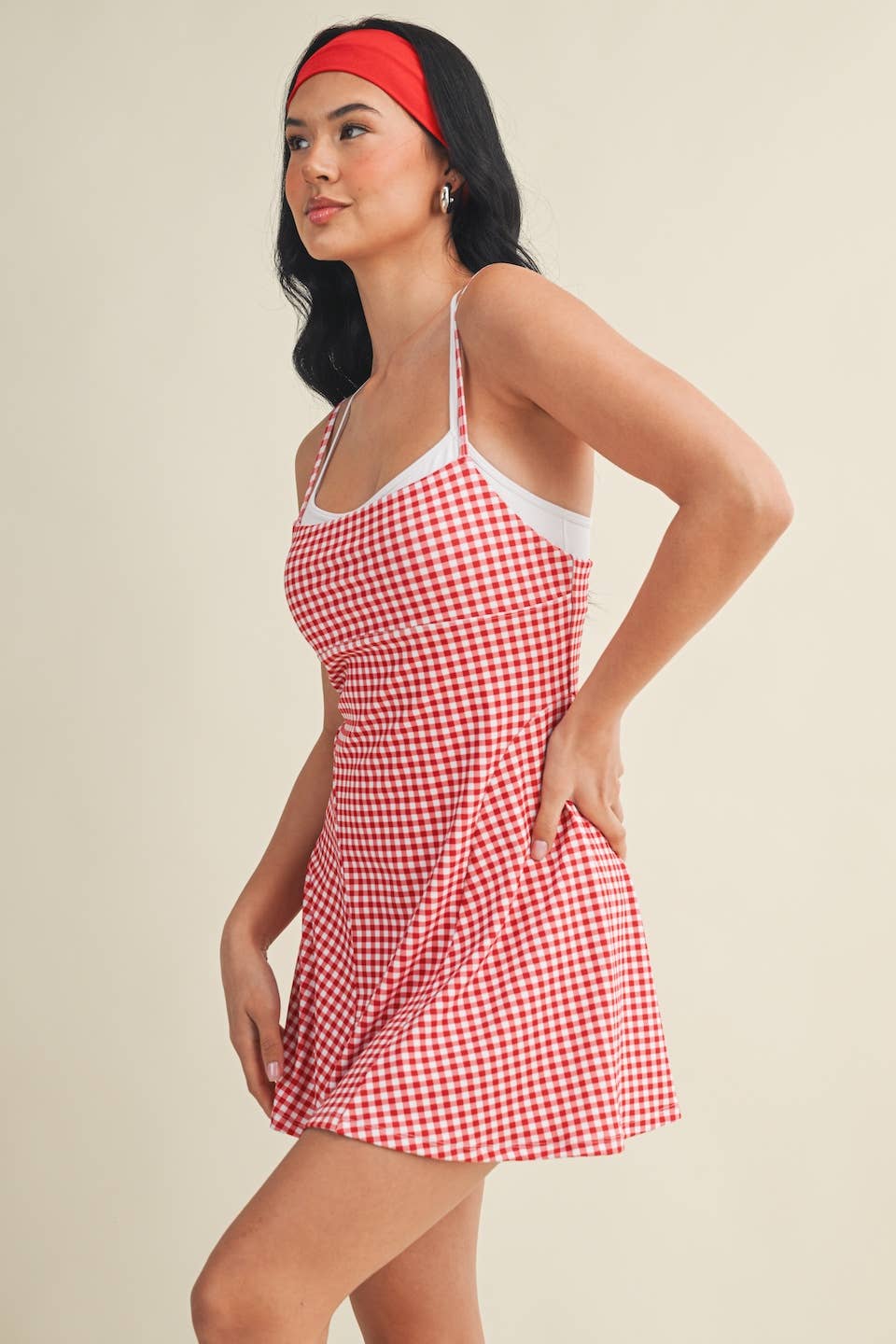 Gingham Print Double Layered Dress