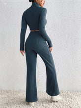 Load image into Gallery viewer, Ribbed Mock Neck Cropped Sweater &amp; High Waist Pants Set