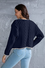 Load image into Gallery viewer, Graphic Cable-Knit Button Up Cardigan