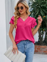 Load image into Gallery viewer, V-Neck Flounce Sleeve Blouse