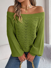 Load image into Gallery viewer, Openwork Off-Shoulder Long Sleeve Sweater