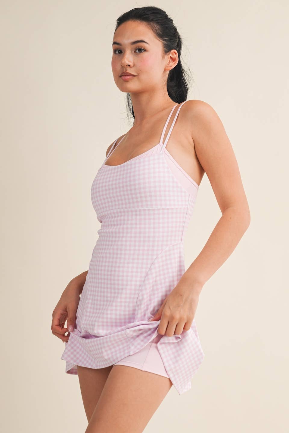 Gingham Print Double Layered Dress