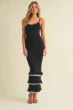 Load image into Gallery viewer, CONTRAST RUFFLED BOTTOM HEM SLEEVELESS KNIT MAXI