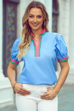 Load image into Gallery viewer, V-Neck Collision Top: Sky Blue / L