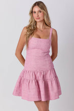 Load image into Gallery viewer, Tweed Tiered Sleeveless Mini Dress: PINK / S