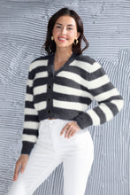 Load image into Gallery viewer, Striped Button Up Cropped Cardigan