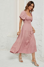 Load image into Gallery viewer, Smocked Square Neck Puff Sleeve Dress