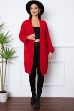 Load image into Gallery viewer, Open Front Long Sleeve Longline Cardigan with Pockets