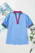 Load image into Gallery viewer, V-Neck Collision Top: Sky Blue / L