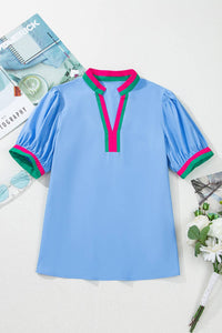 V-Neck Collision Top: Sky Blue / L