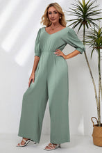 Load image into Gallery viewer, V-Neck Half Sleeve Jumpsuit