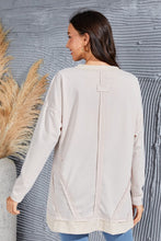 Load image into Gallery viewer, Exposed Seam V-Neck Long Sleeve Slit Sweatshirt