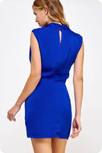 Load image into Gallery viewer, Draped Neckline Sleeveless Satin Dress: Lilac Pink / M