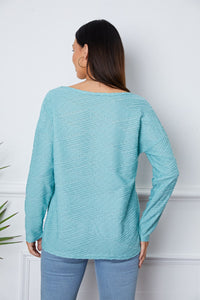 Texture Notched Drop Shoulder Top