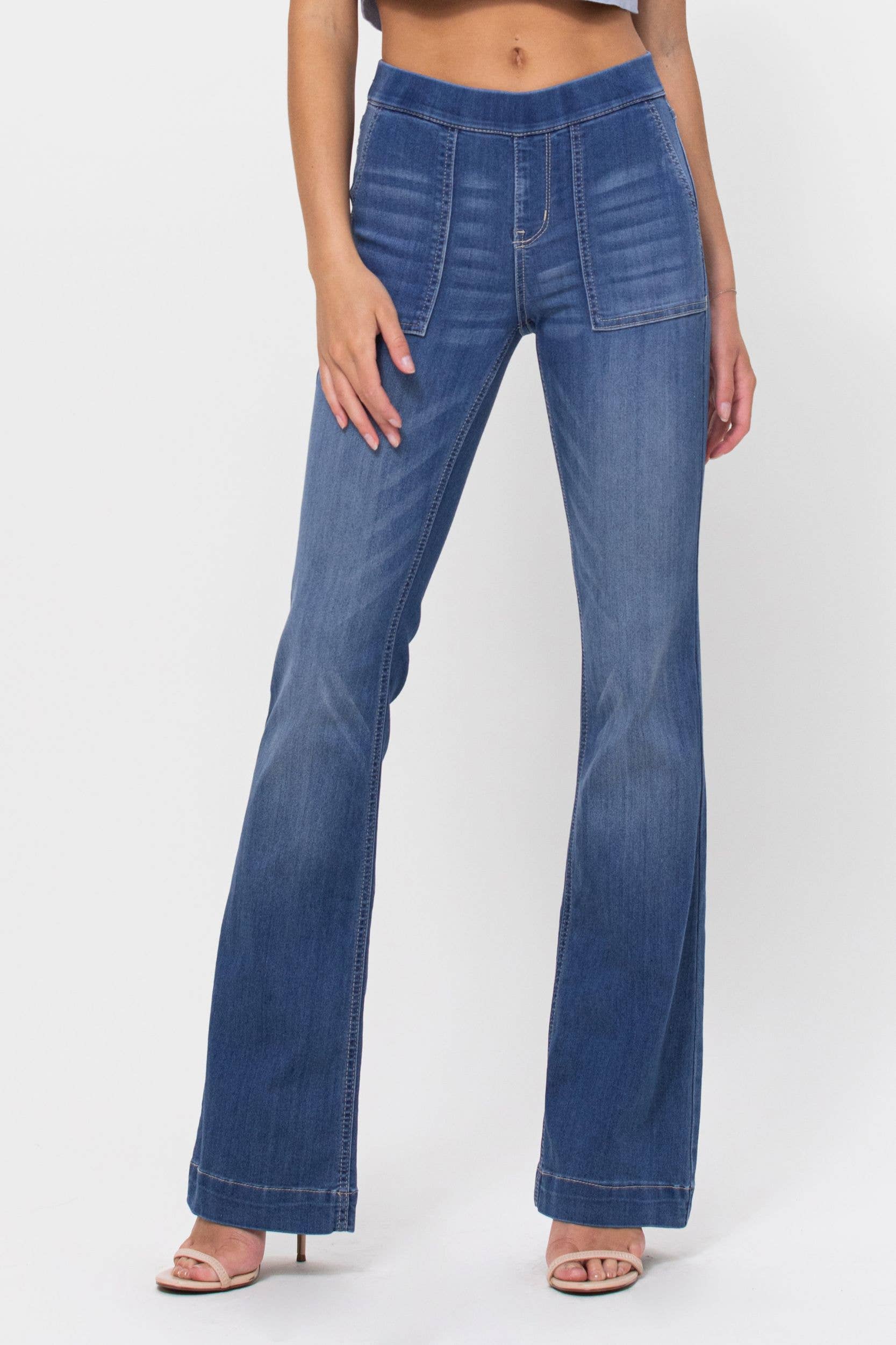 *SALE* Cello Mid Rise Flare Pull On with Pockets