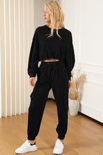 Load image into Gallery viewer, Drawstring Round Neck Top and Pants Set