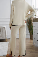 Load image into Gallery viewer, Contrast Trim Round Neck Top and Pants Sweater Set