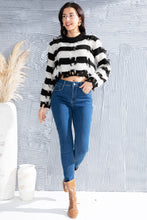 Load image into Gallery viewer, Striped Fringe Round Neck Sweater