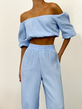 Load image into Gallery viewer, Off Shoulder Long Sleeve Top and Pants Set