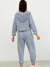 Load image into Gallery viewer, Half Zip Drawstring Hoodie and Pants Set