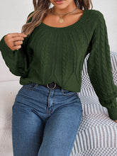 Load image into Gallery viewer, Cable-Knit Round Neck Long Sleeve Sweater