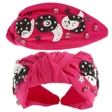 Load image into Gallery viewer, Halloween Themed Jeweled Knotted Headband: Fuchsia