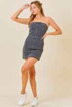 Load image into Gallery viewer, Stitchwork Strapless Slim Denim Dress: BLUE / L