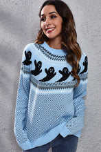 Load image into Gallery viewer, Ghost Pattern Round Neck Long Sleeve Sweater