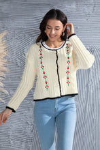 Load image into Gallery viewer, Graphic Cable-Knit Button Up Cardigan