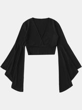 Load image into Gallery viewer, Plunge Flare Sleeve Cropped Top