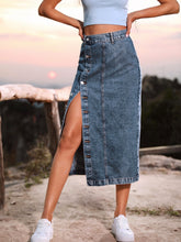 Load image into Gallery viewer, Button Down Denim Skirt